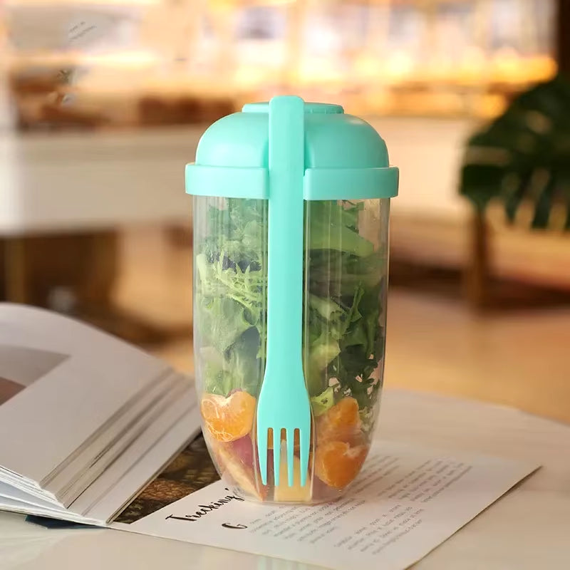 Portable Salad Cup with Fork and Lid Convenient Breakfast Shaker Bottles for Girls and Students Fruit Fat Loss Cup