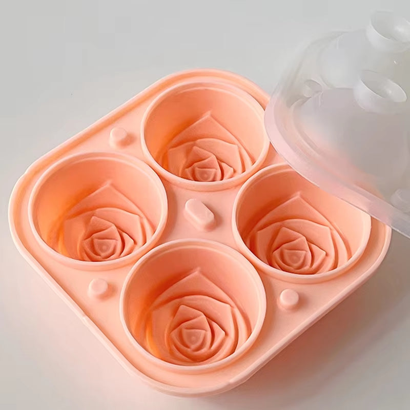 Elegant Rose Shaped Ice Cube Mold Reusable Silicone Icetray Flower Ice Ball Mold Food Grade for Effortless Dessert Summer Drinks