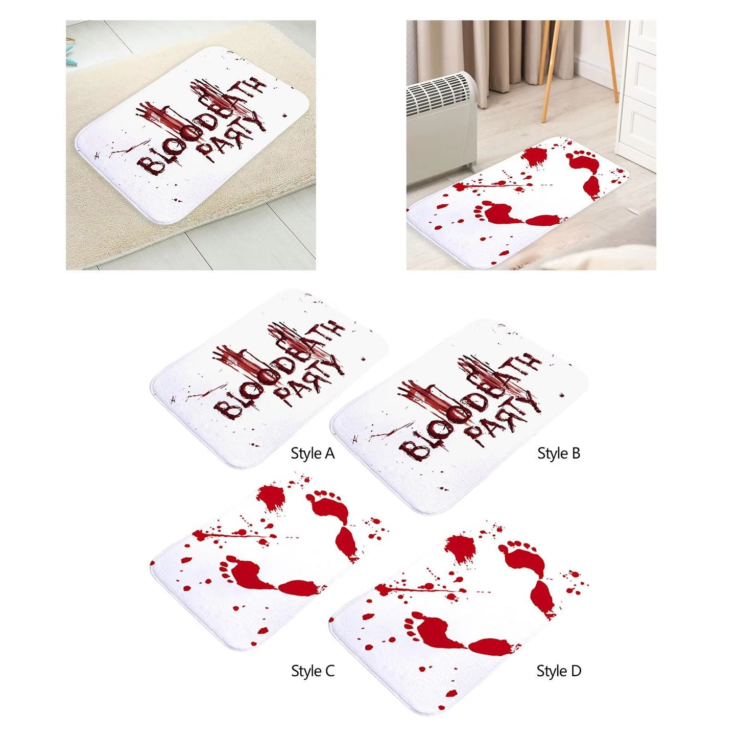 Halloween Bloody Bathroom Rug Soft Flannel Bedroom Rug Spooky Gifts Doorway Halloween Decor Halloween Home Decor Bath Mat