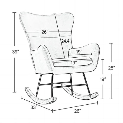 Meno 26''Wide Modern Stylish Upholstered Arms Nursery Rocking Accent Chair